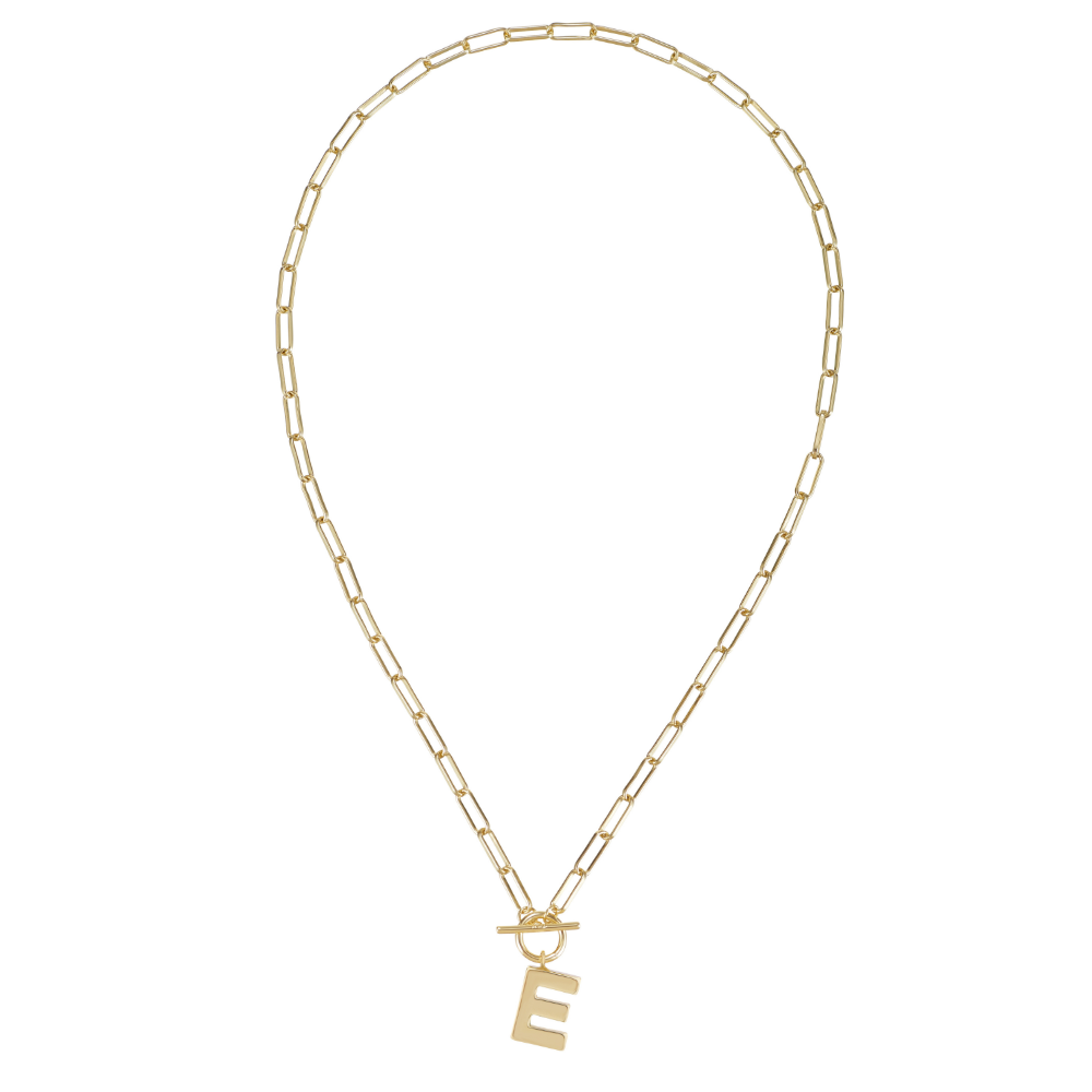 Toggle Initial Necklace in Gold - E
