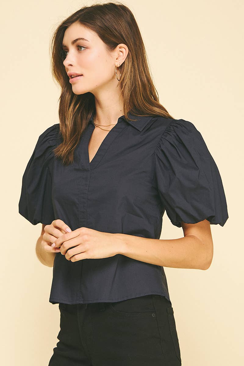 BUBBLE SLEEVE BLOUSE TOP - 5707TB