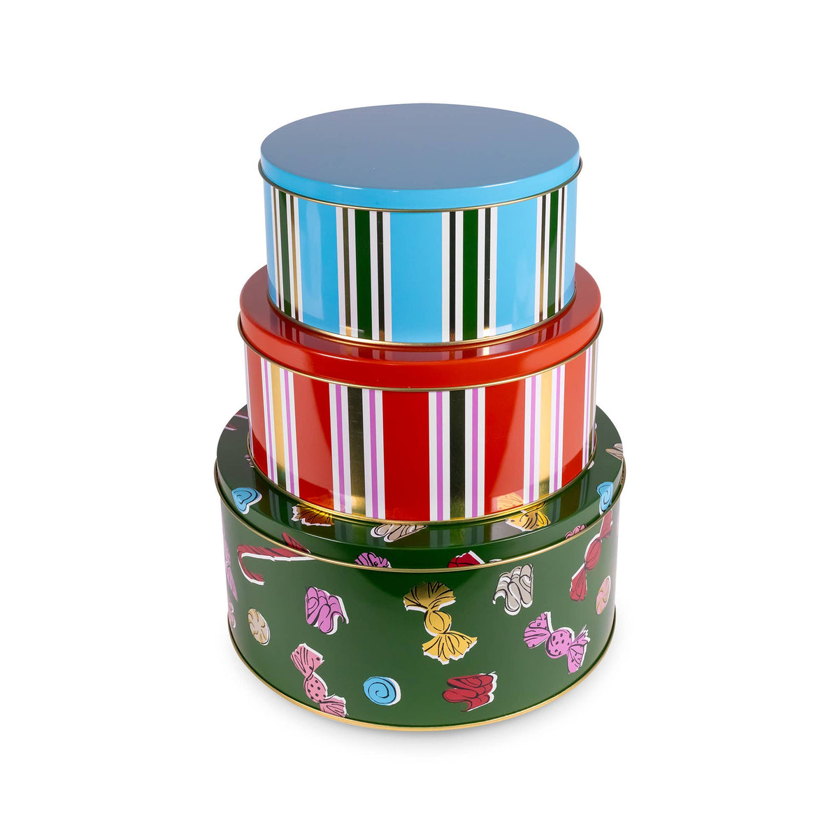 Round Cookie Tin Set of 3, Holiday Sweets