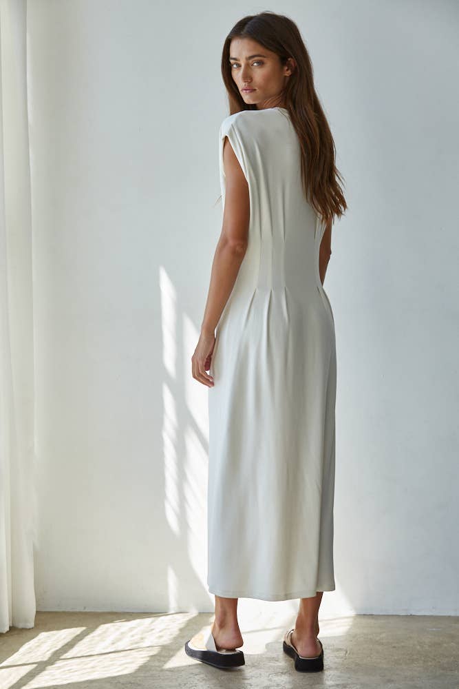 L9118 | Knit DTY brushed Jersey Round Neck Short Sleeve Midi