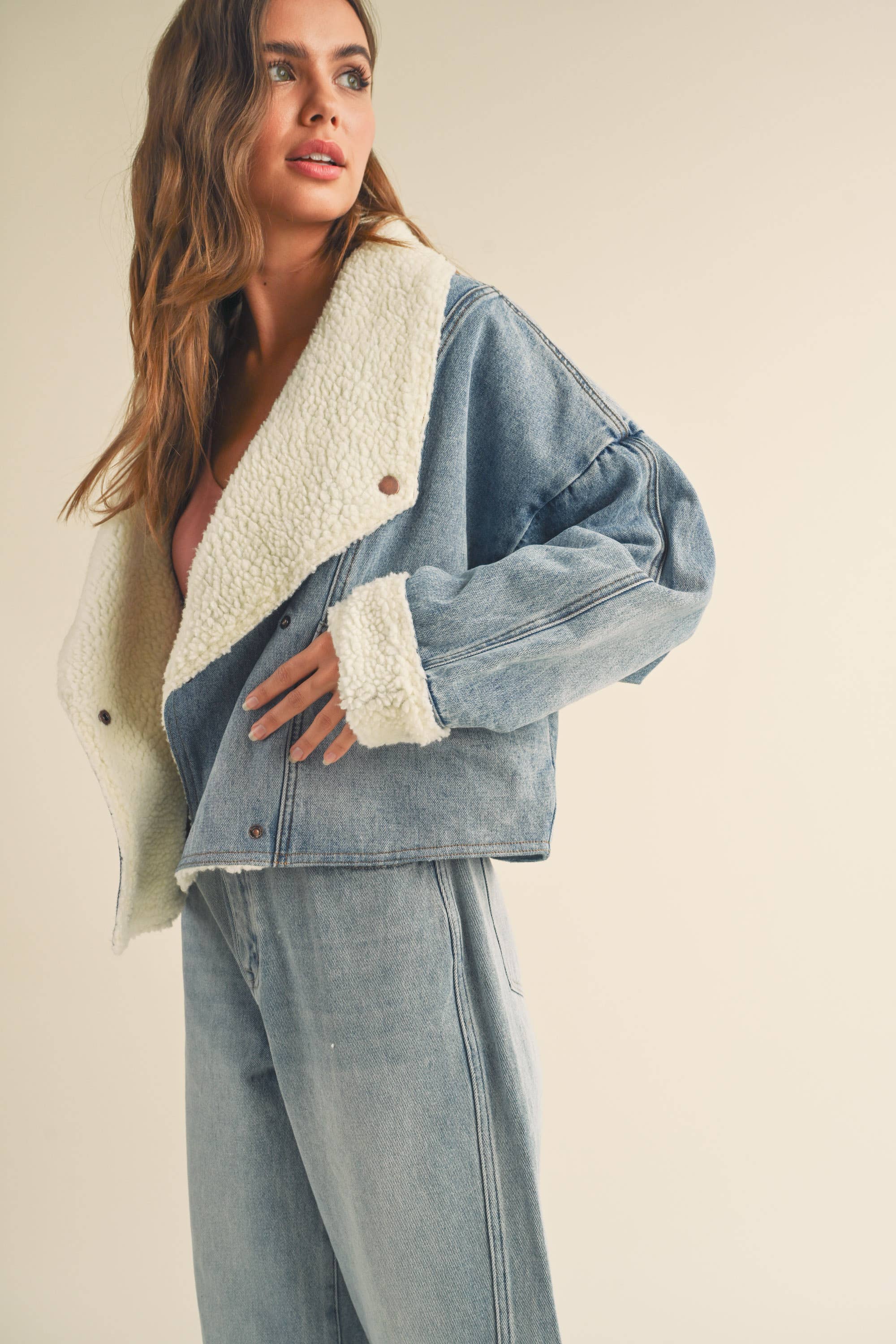 J2766   SHERPA LINED DENIM JACKET