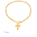 Solid Cross Toggle Necklace 18K Gold-Plated Non-Tarnish