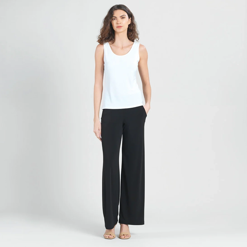 V to Round Knit Tank - white