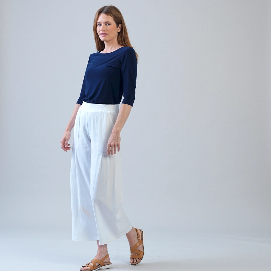 Cotton Pull On Ankle pant with Pleats