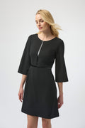 Scuba Crepe and Leatherette A-line Dress