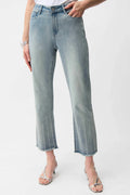 Straight Crop Jeans w/ Rhinestones