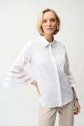 Stretch Poplin Blouse w/ Organza Bell