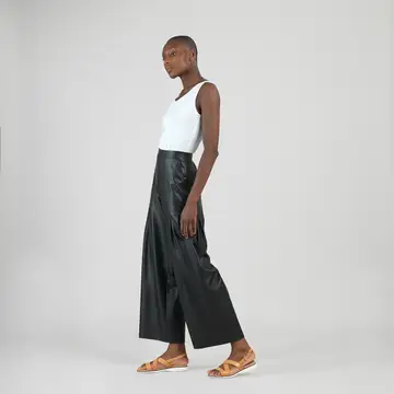 Liquid Leather Wide-Leg with Pockets