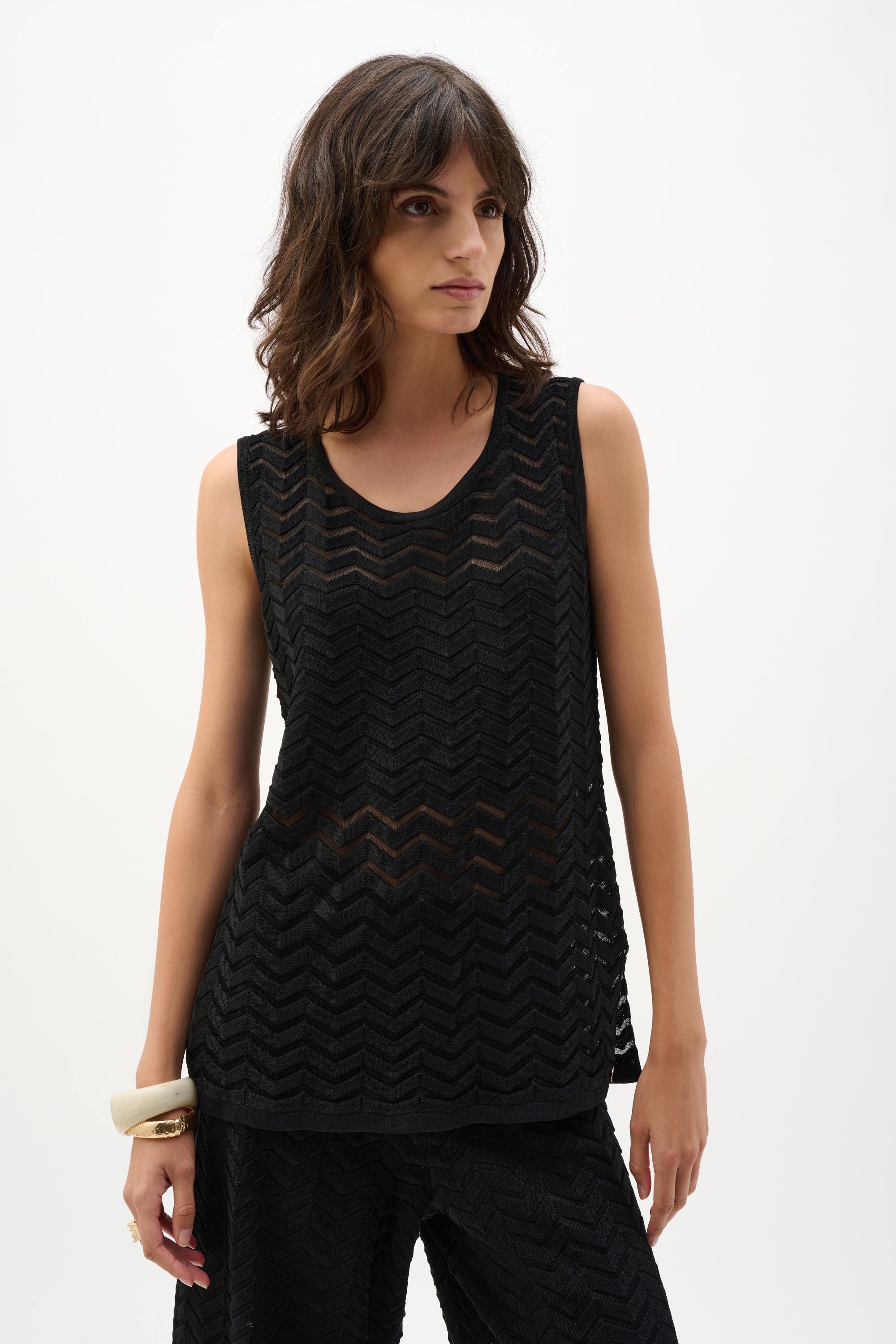 Viscose Knit Chevron Tunic Top