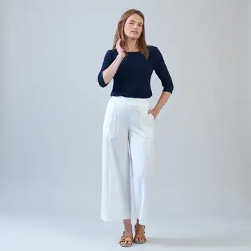 Cotton Pull On Ankle pant with Pleats