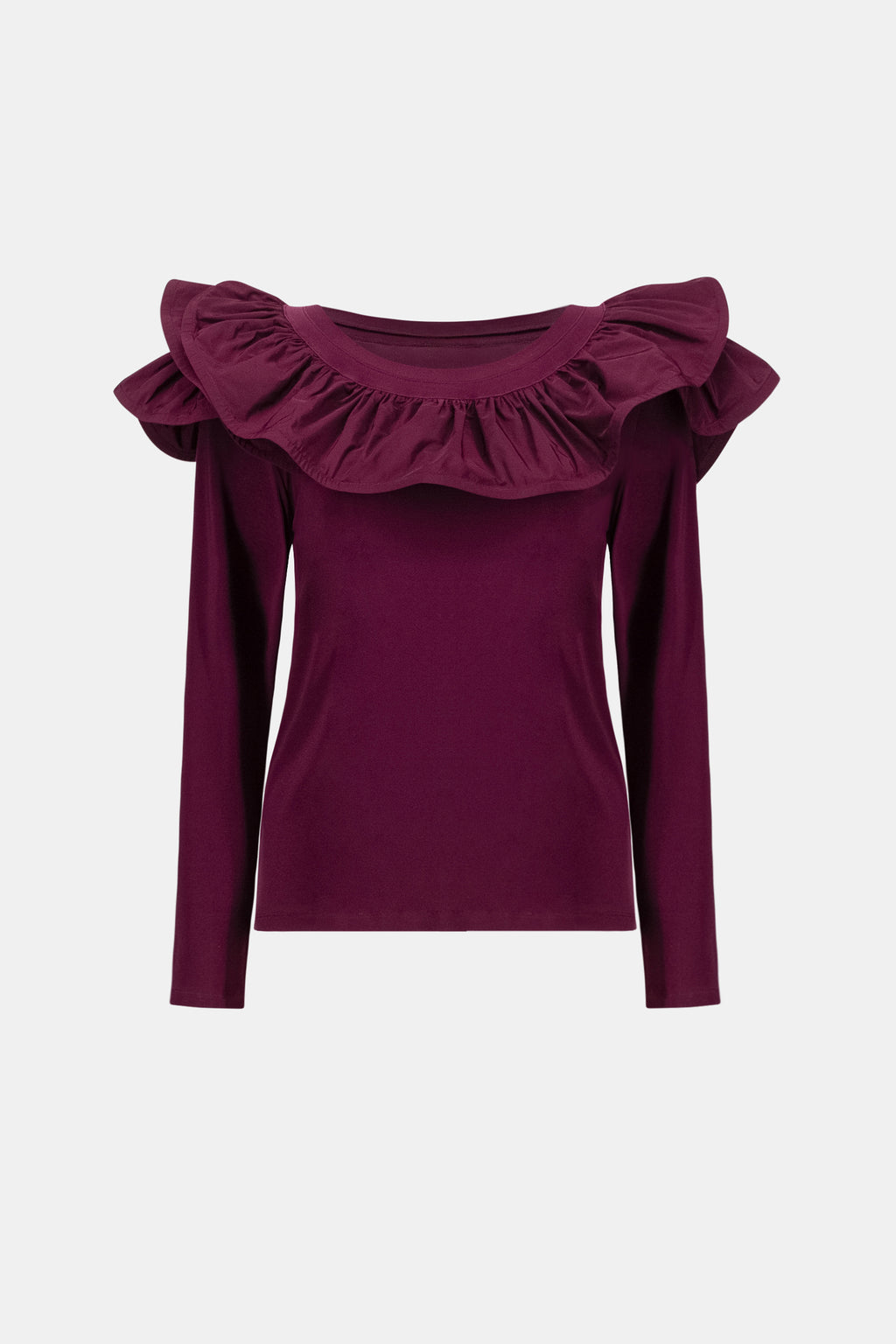 Knit Top with Memory Ruffles in Elderberry