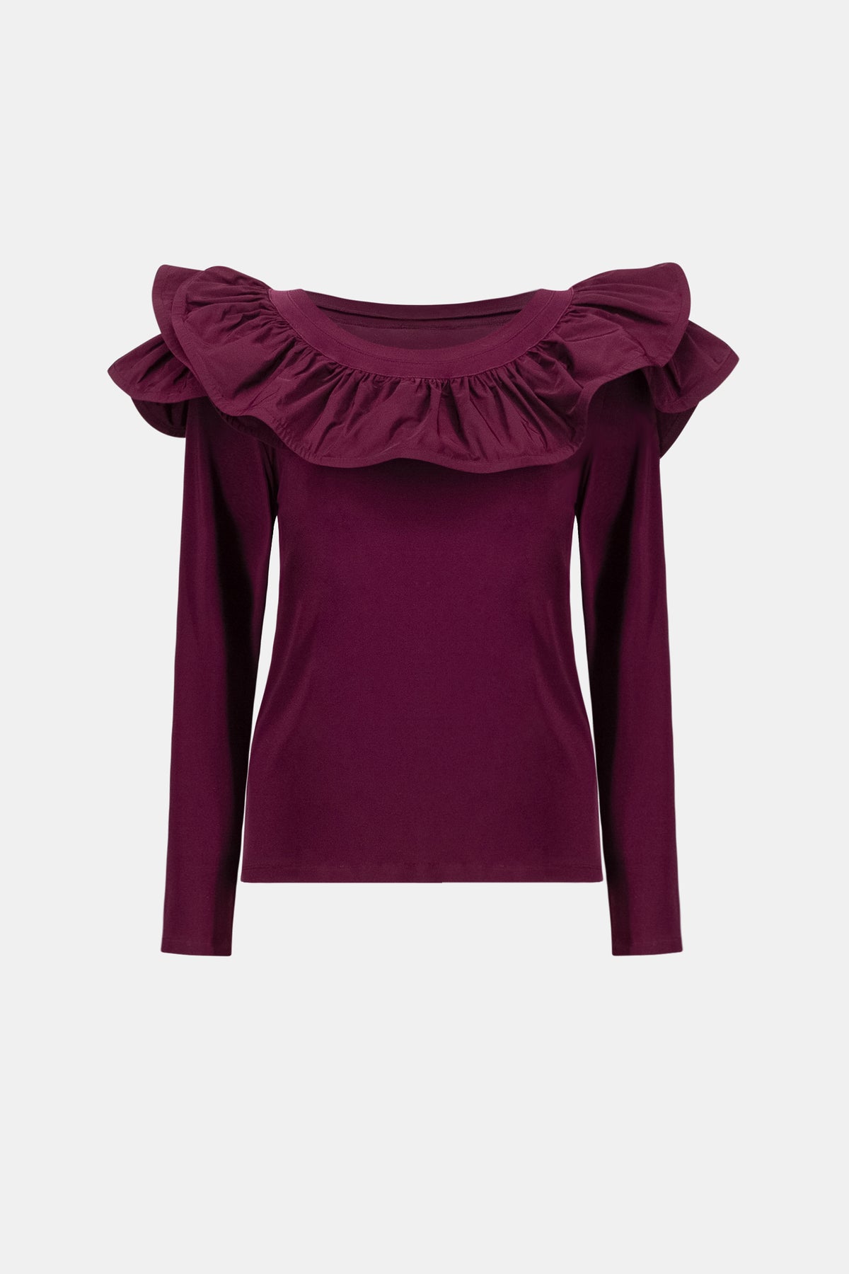 Knit Top with Memory Ruffles in Elderberry