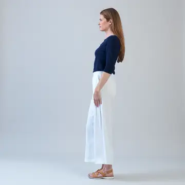Cotton Pull On Ankle pant with Pleats