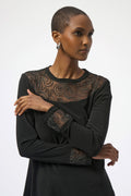 Silky Knit & Soutache Mesh Fitted Tunic