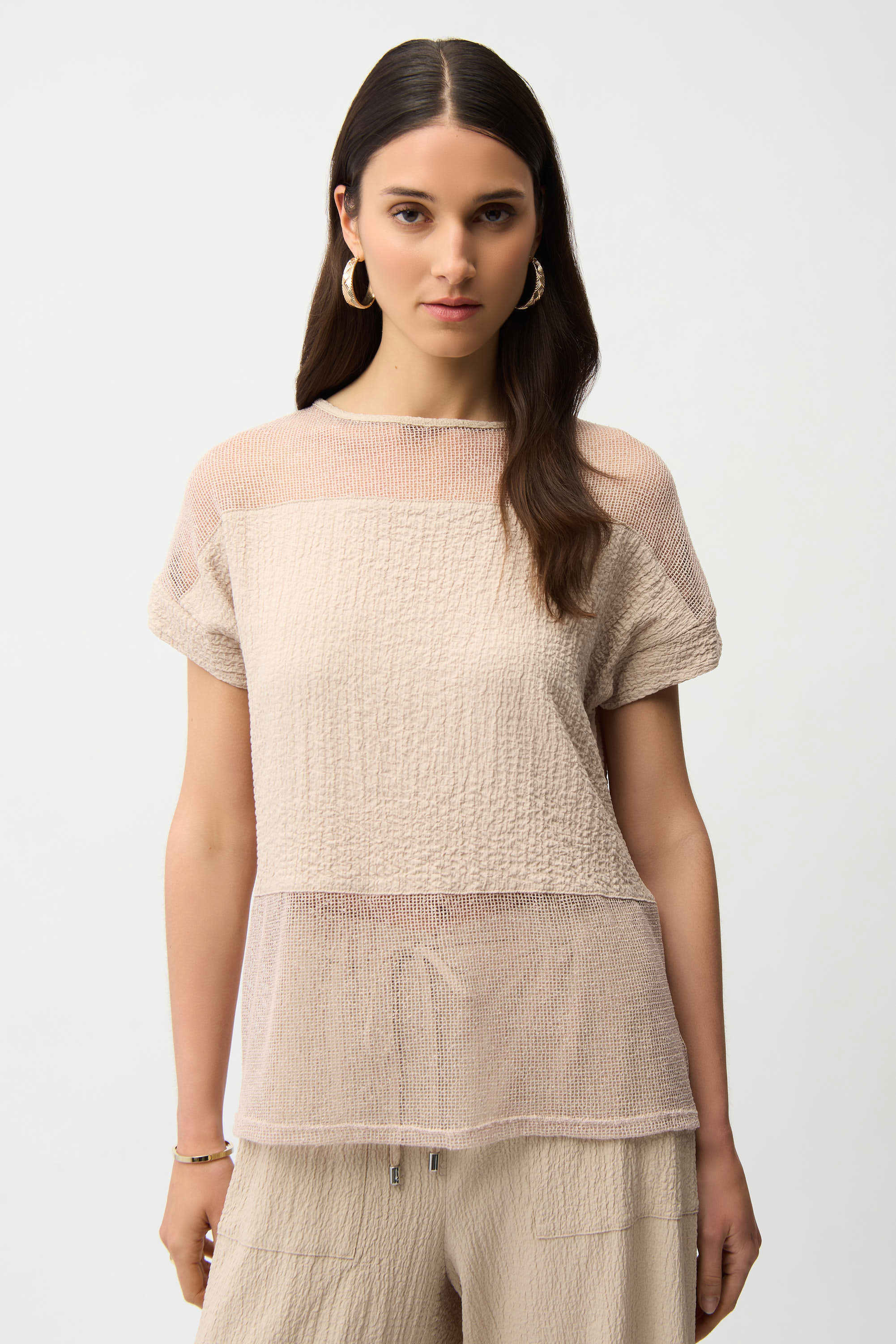 Seersucker Mesh Top