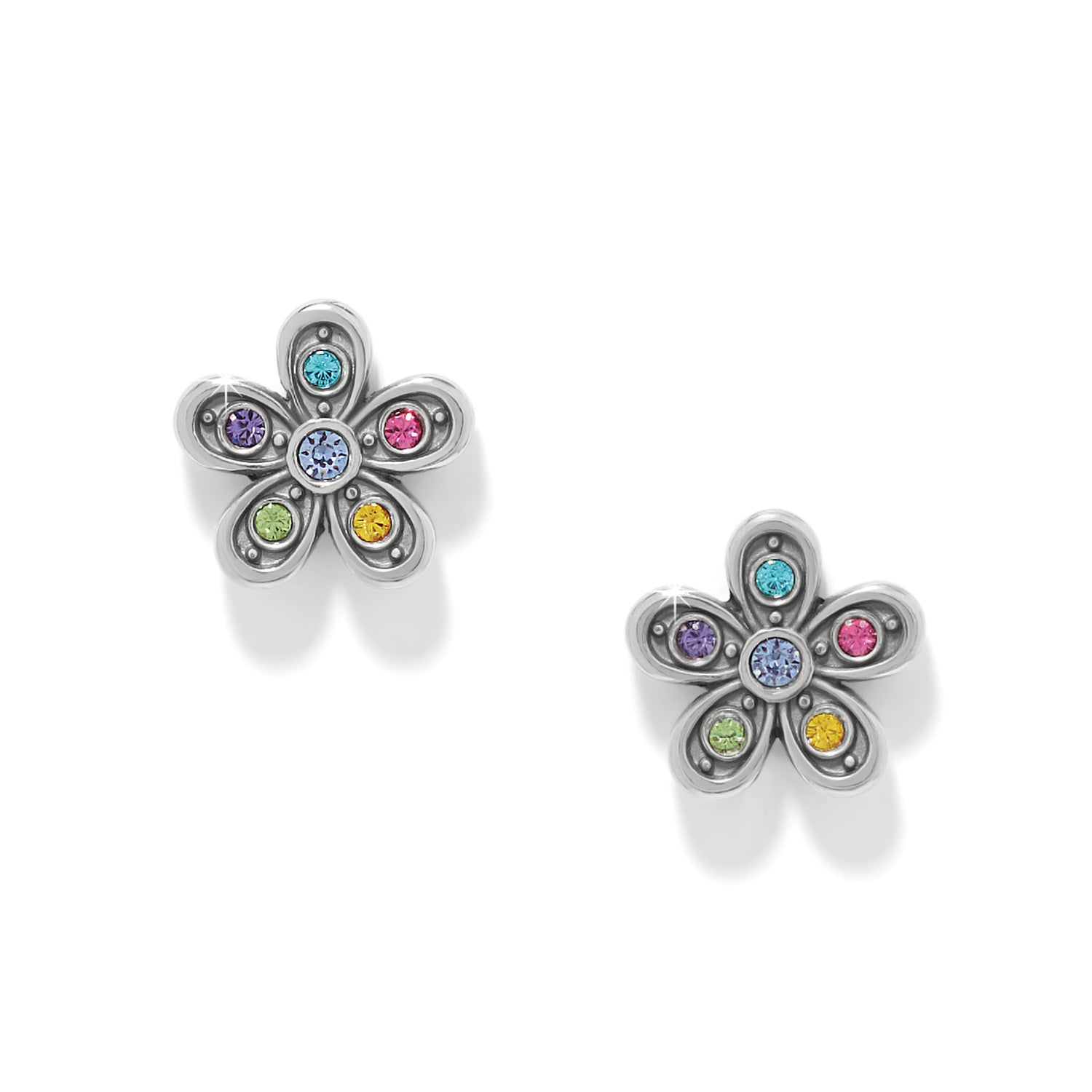 Enchanting Gem Flower Post Earrings