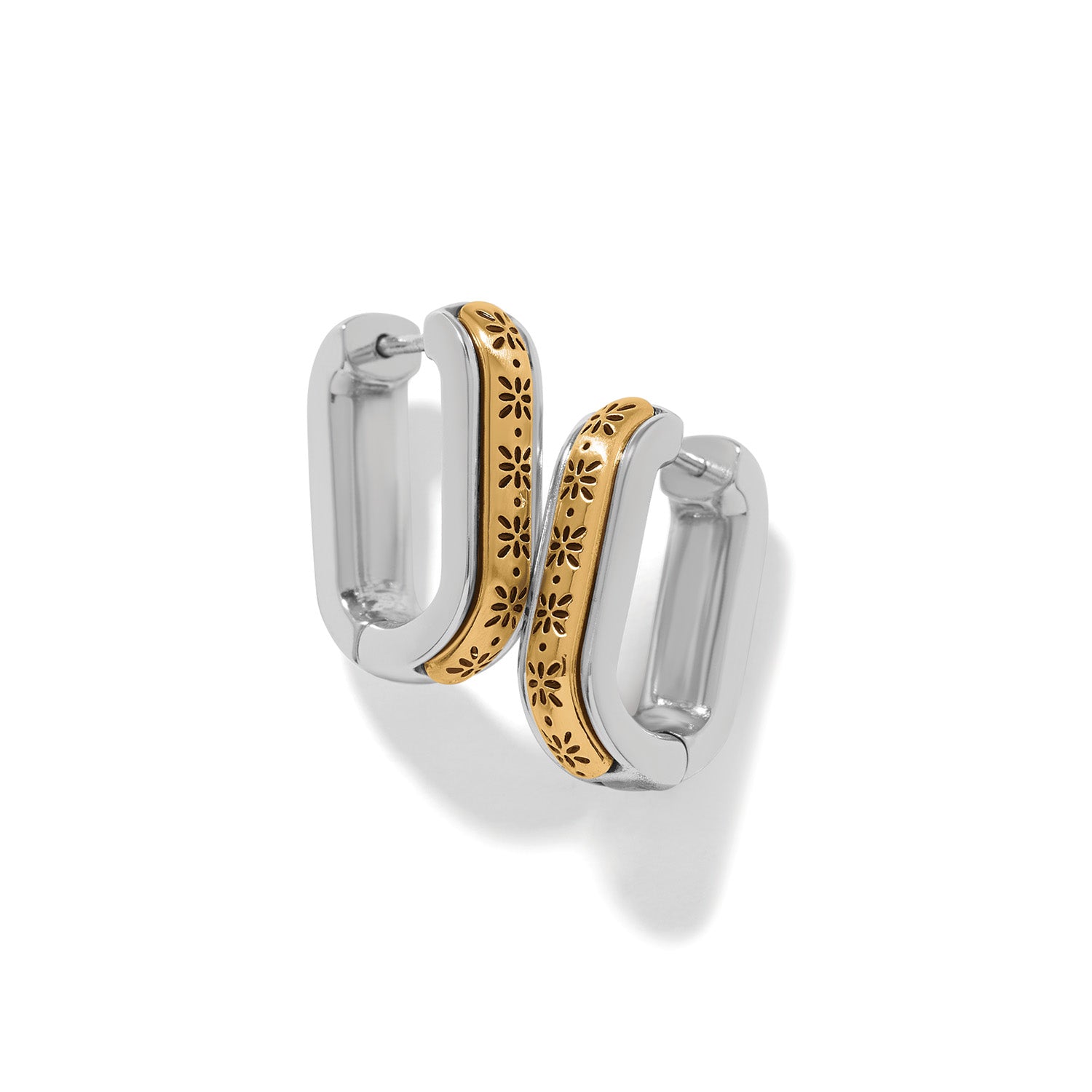 Mosaic Two Tone Hinged Hoop Earrings