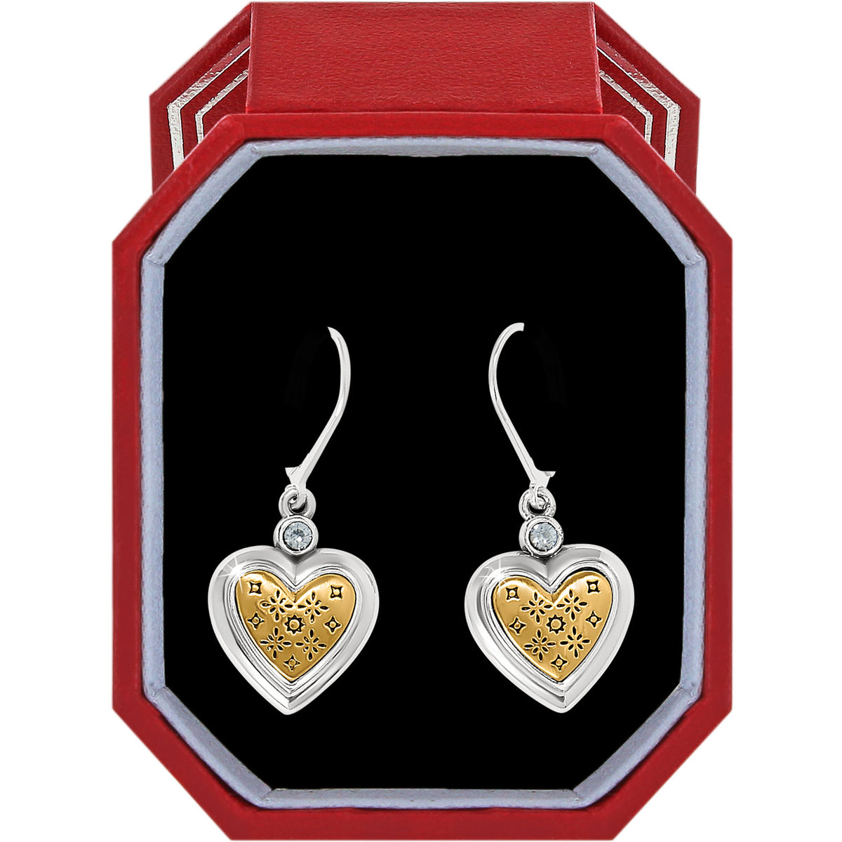 Mosaic Heart Two Tone Leverback Earrings Gift Set