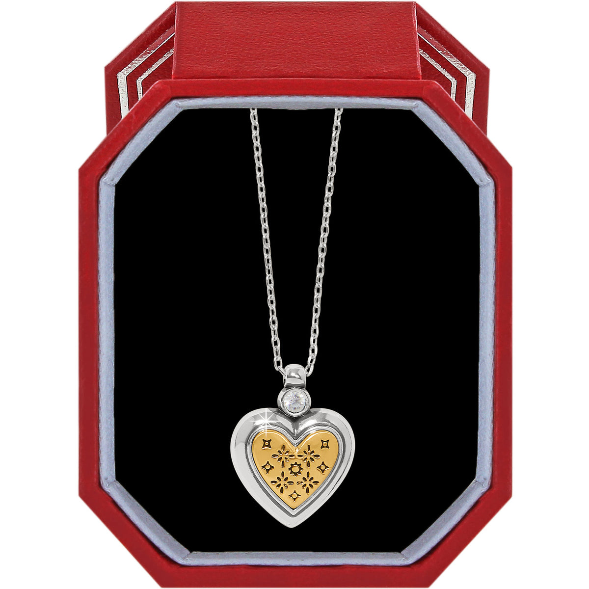 Mosaic Heart Petite Two Tone Heart Necklace Gift Box