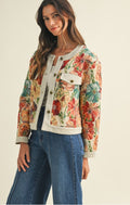 Flower Jacquard Button Down Jacket