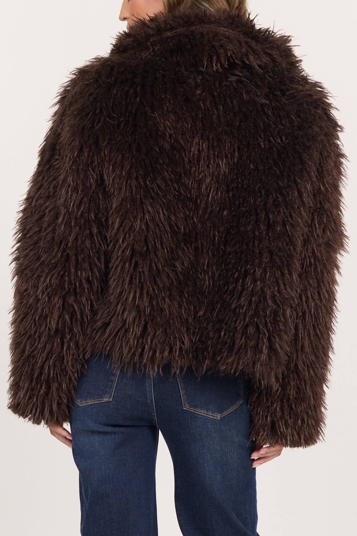 Bardot Faux Fur Jacket in Shaved Chocolate