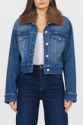 Arden Denim Jacket with Faux Fur Collar