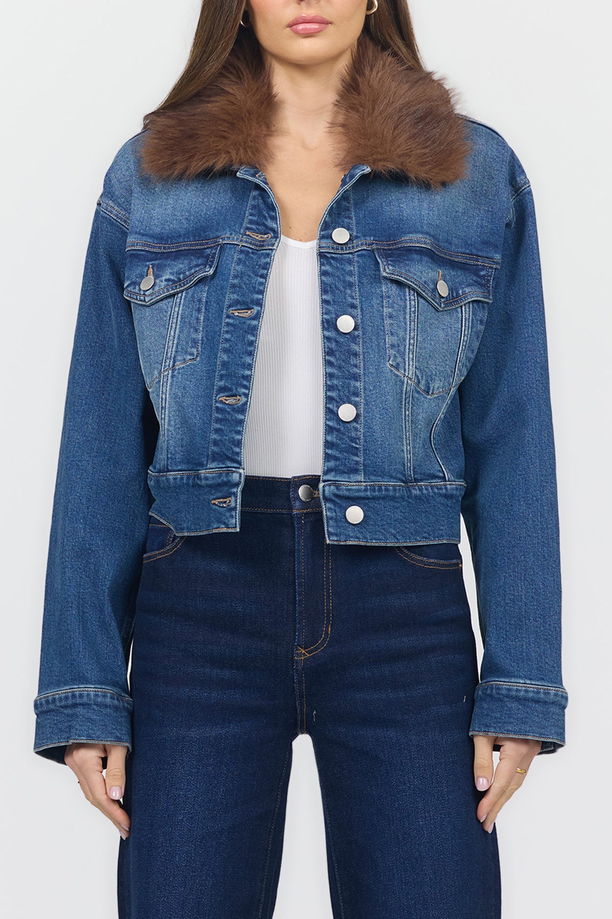 Arden Denim Jacket with Faux Fur Collar