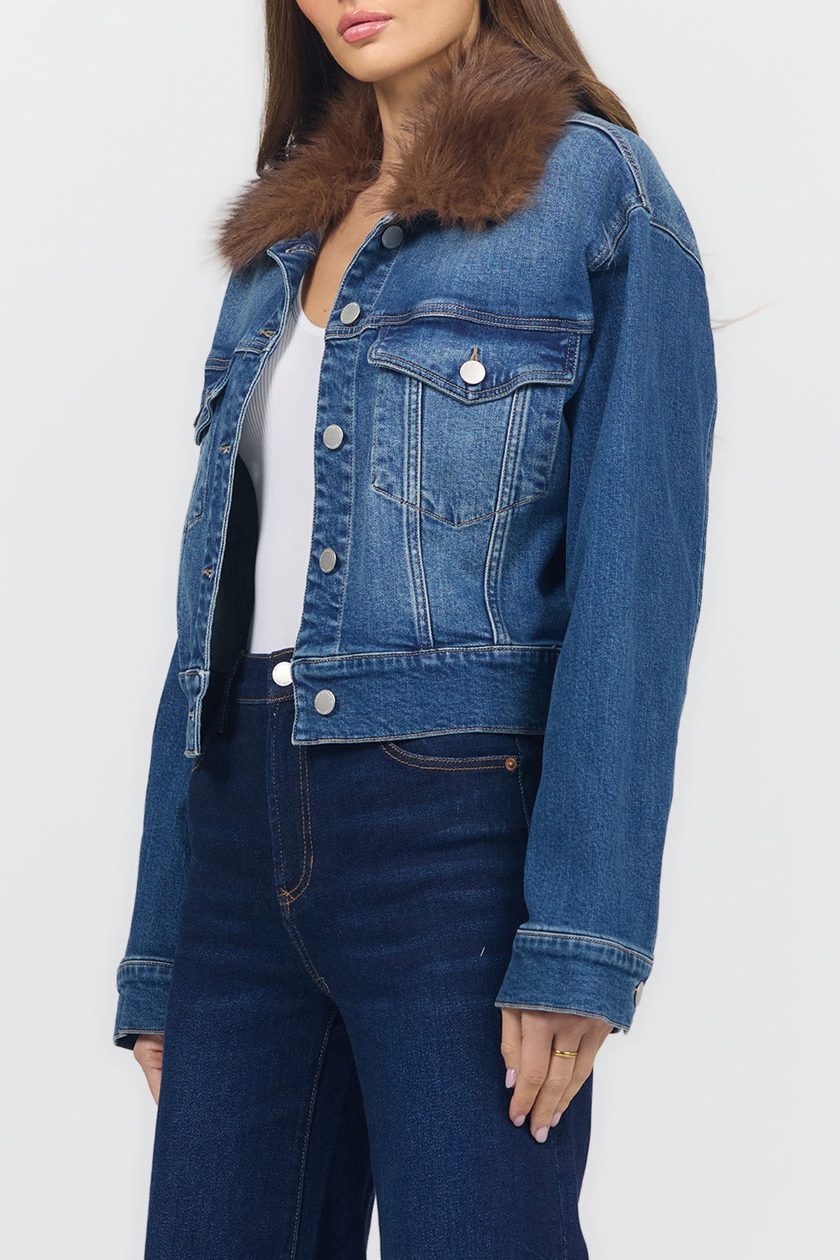 Arden Denim Jacket with Faux Fur Collar
