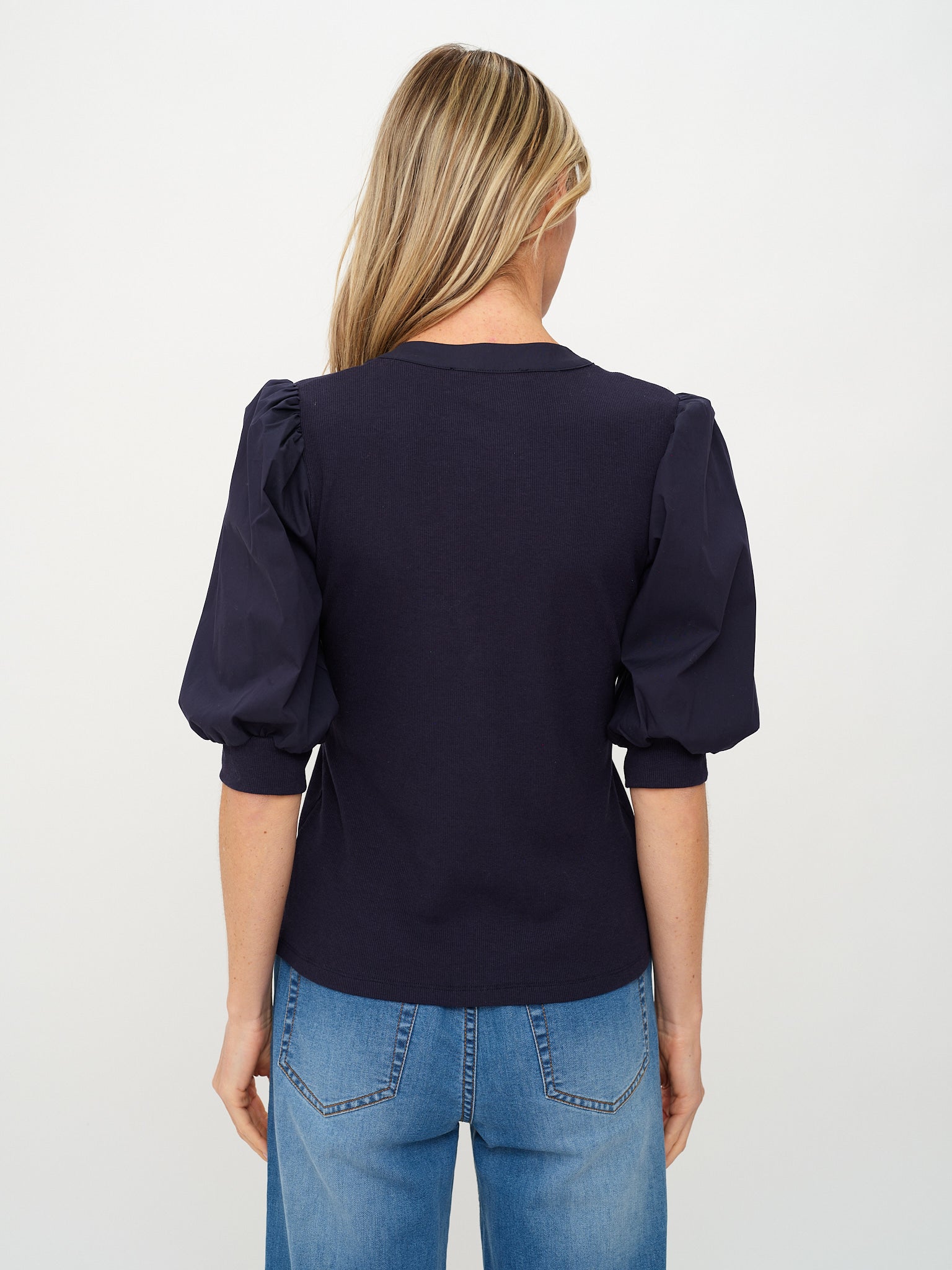 Mixed Media Audrey Tee in Navy