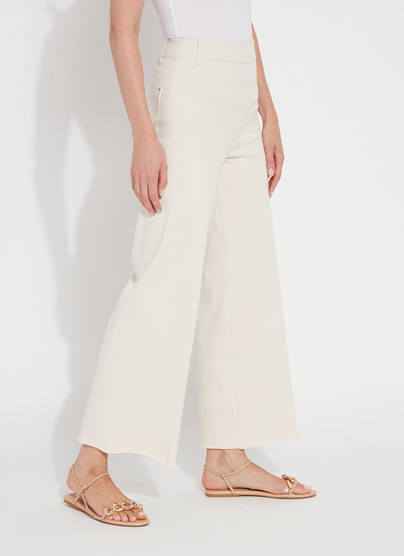 Erin hi-waist wide leg demin in Oat
