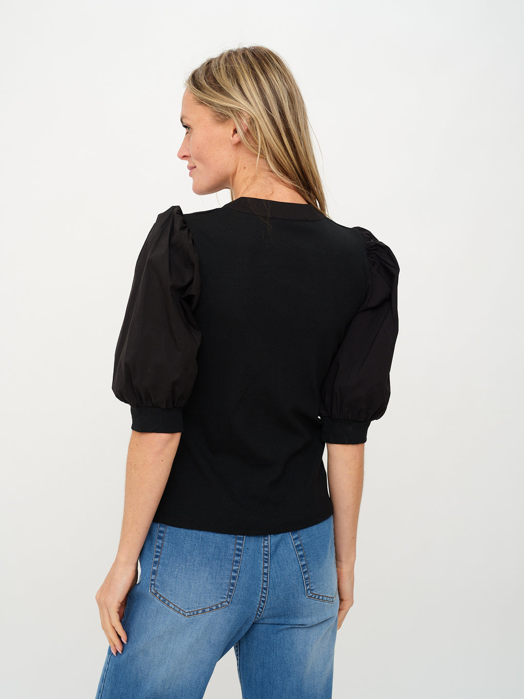 Mixed Media Audrey Tee in Black