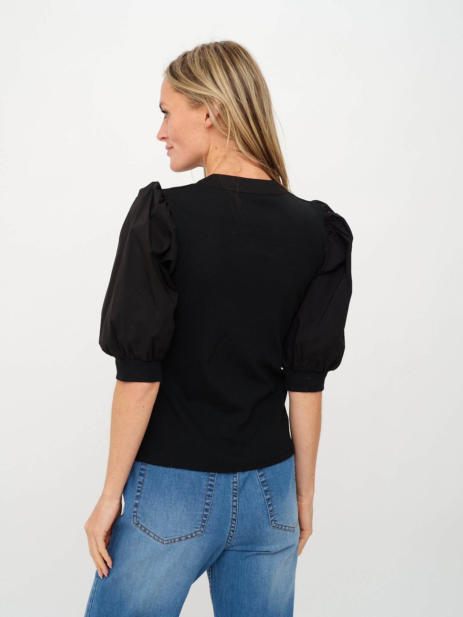 Mixed Media Audrey Tee in Black