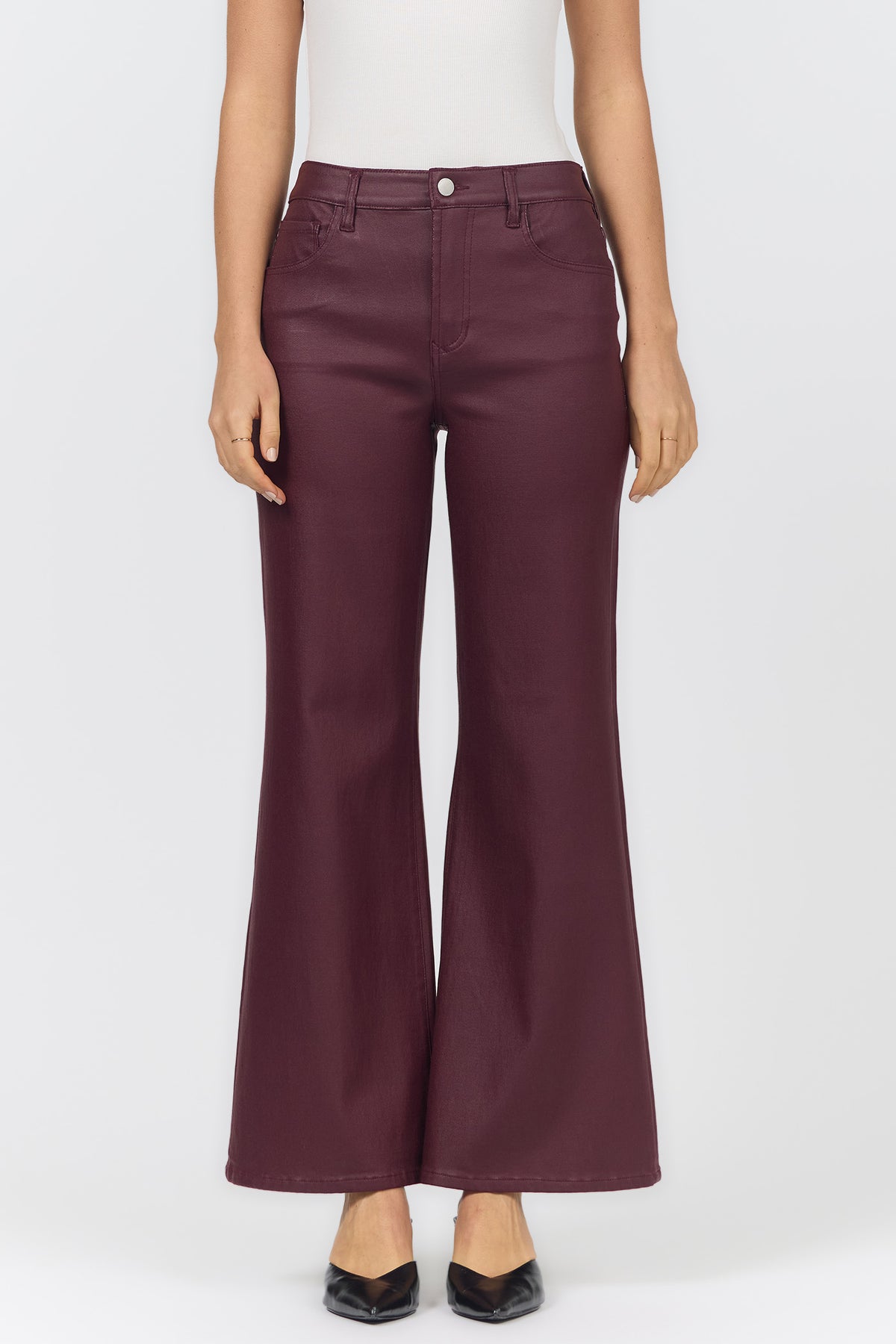 Fiona Faux Leather pant in Fig