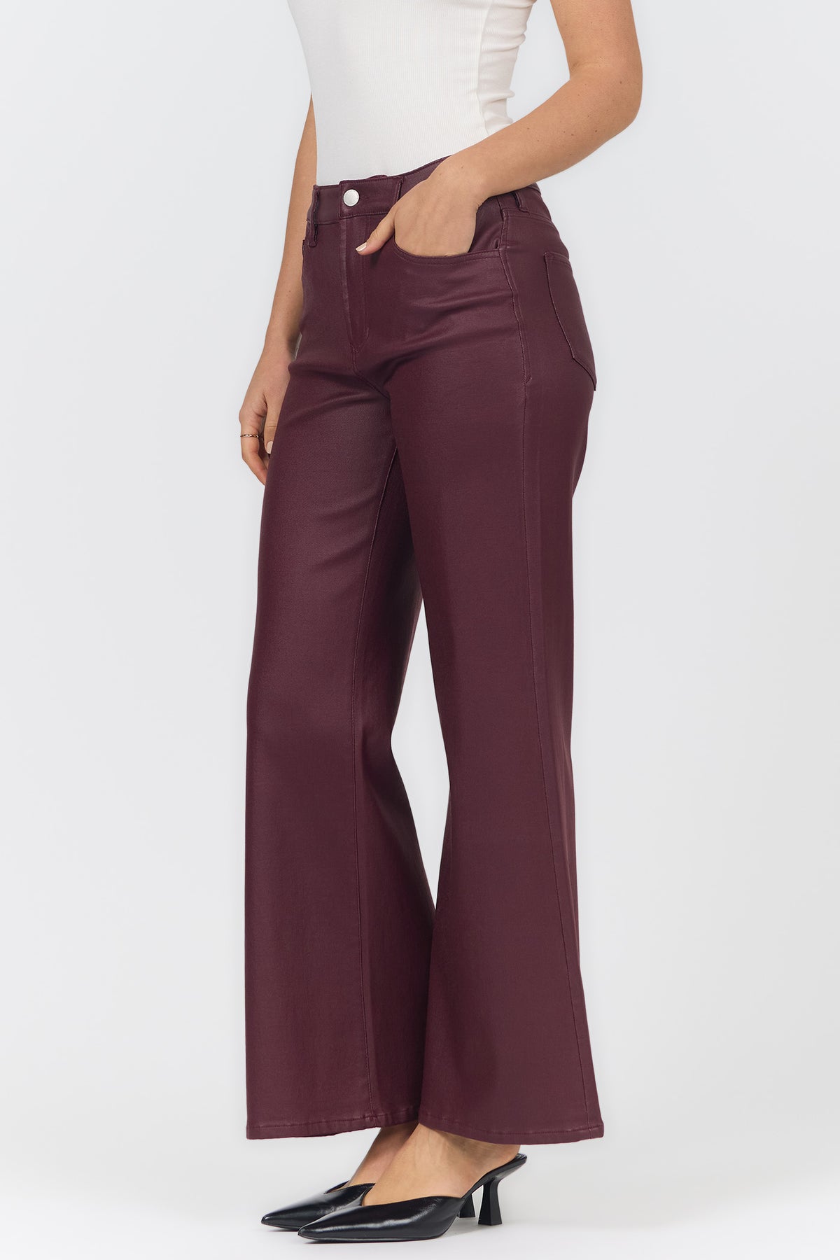 Fiona Faux Leather pant in Fig