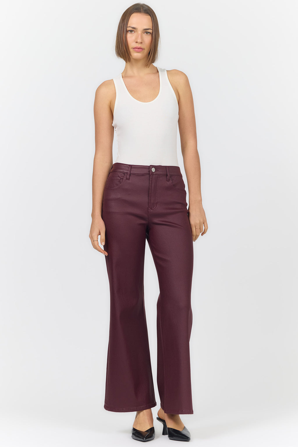 Fiona Faux Leather pant in Fig