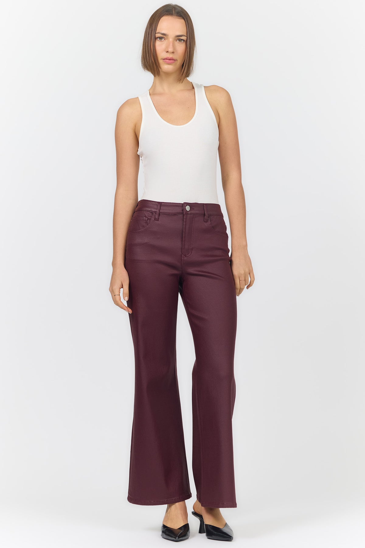 Fiona Faux Leather pant in Fig