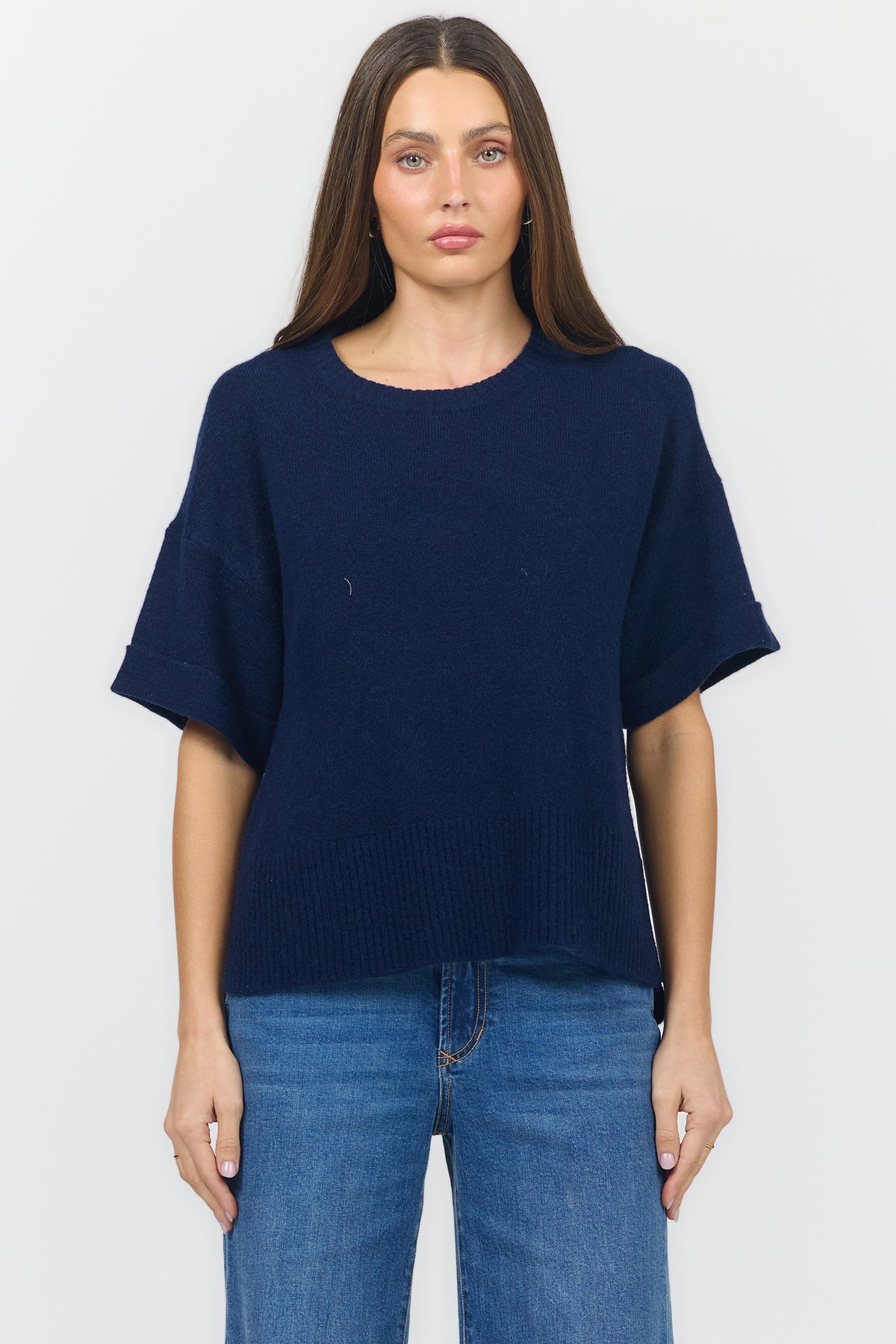 Catrina Sweater Top in Black Iris Navy