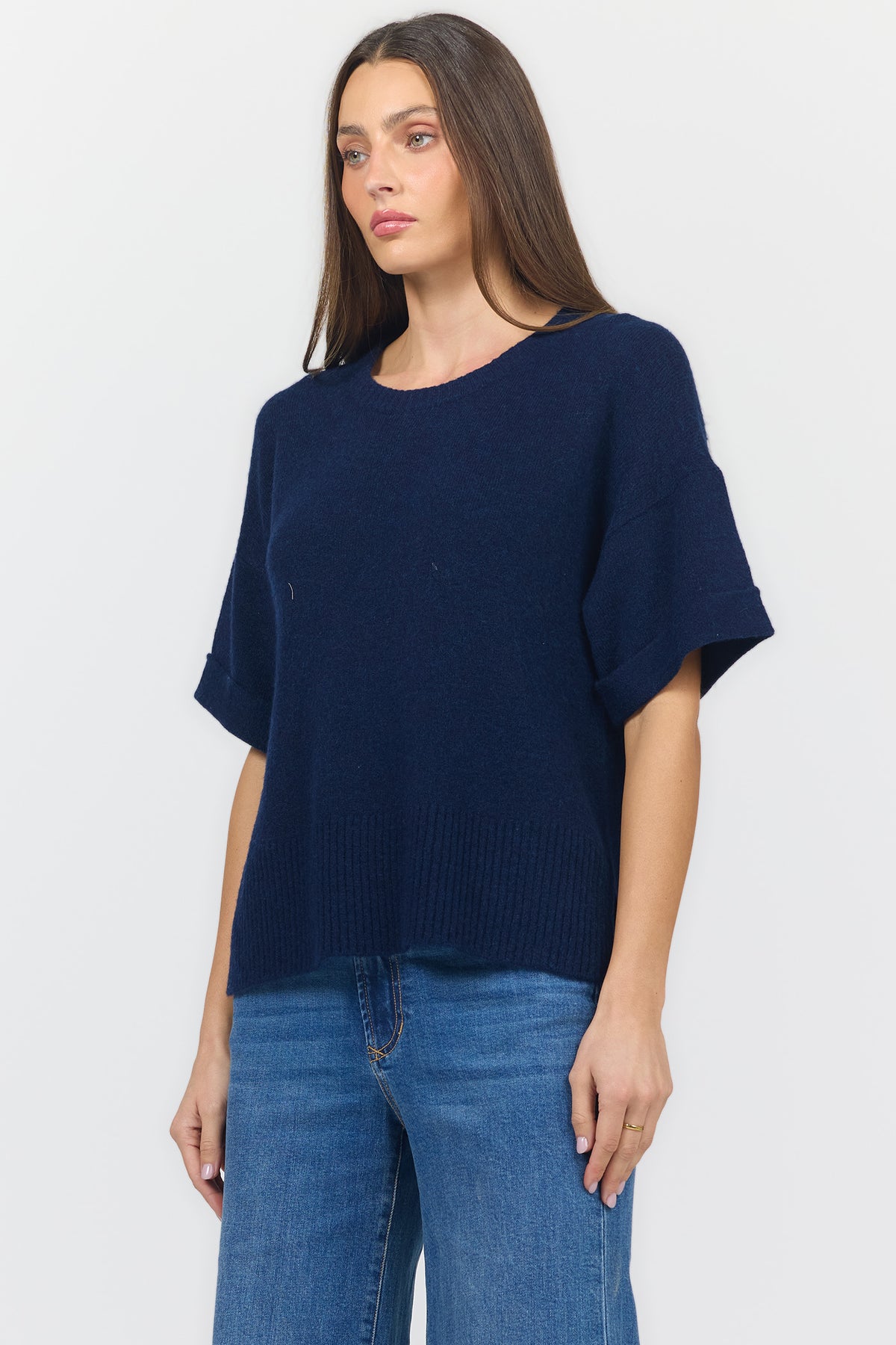 Catrina Sweater Top in Black Iris Navy