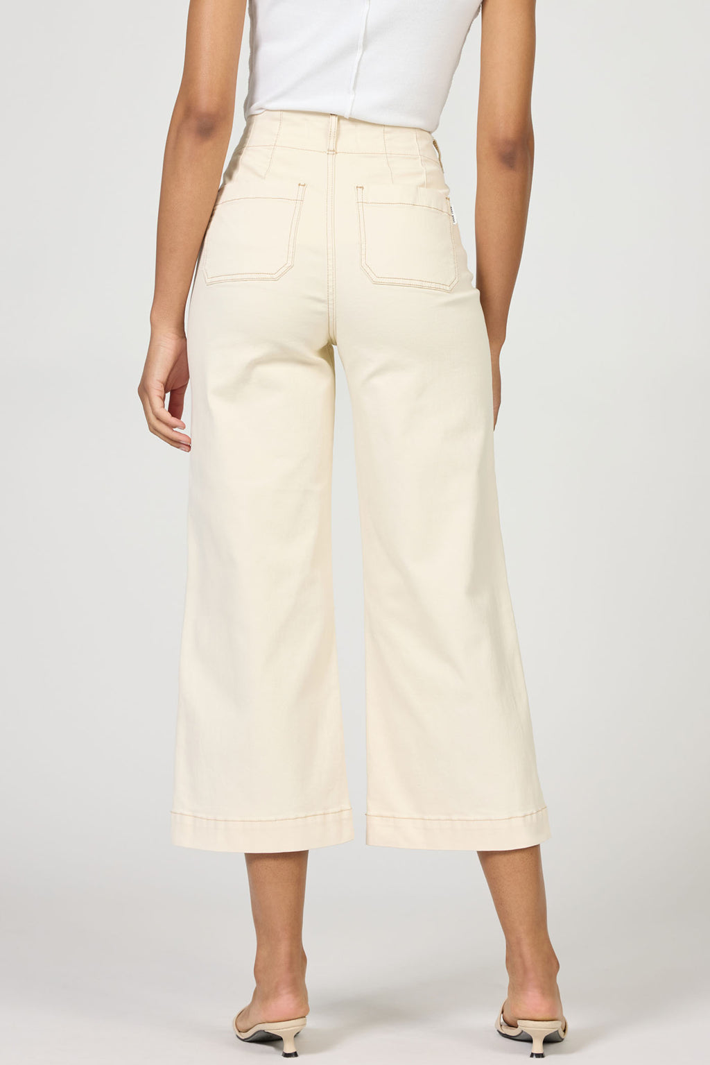 Audrey High Rise Cropped Ivory Denim