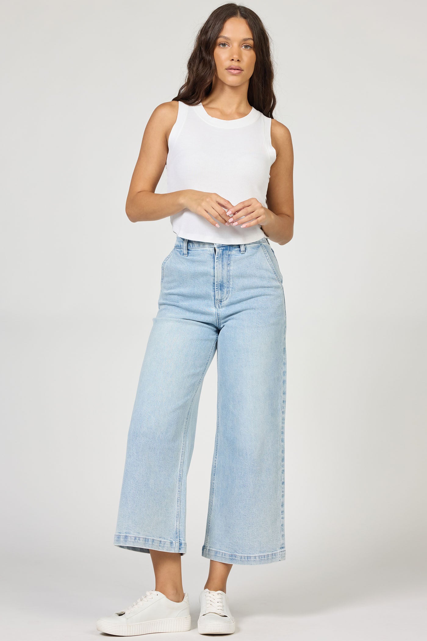 Audrey High Rise Ankle Light Denim Pants