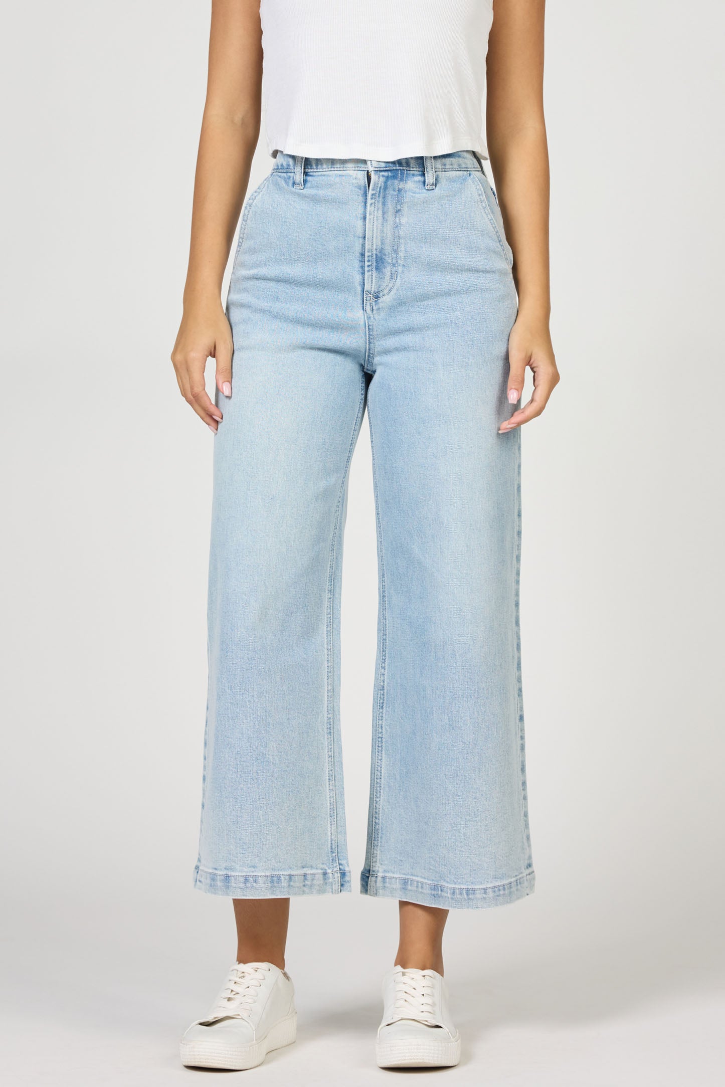 Audrey High Rise Ankle Light Denim Pants