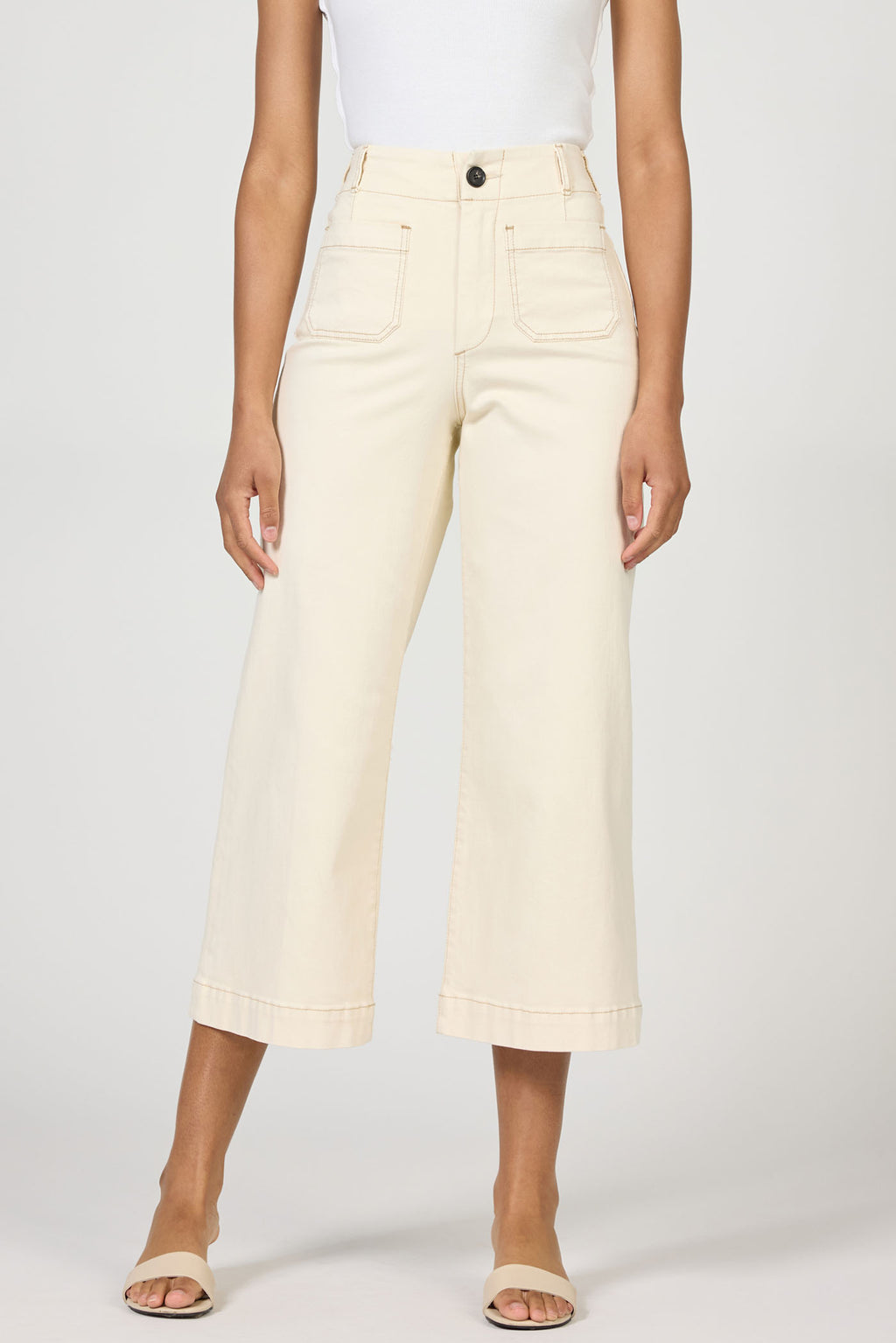 Audrey High Rise Cropped Ivory Denim