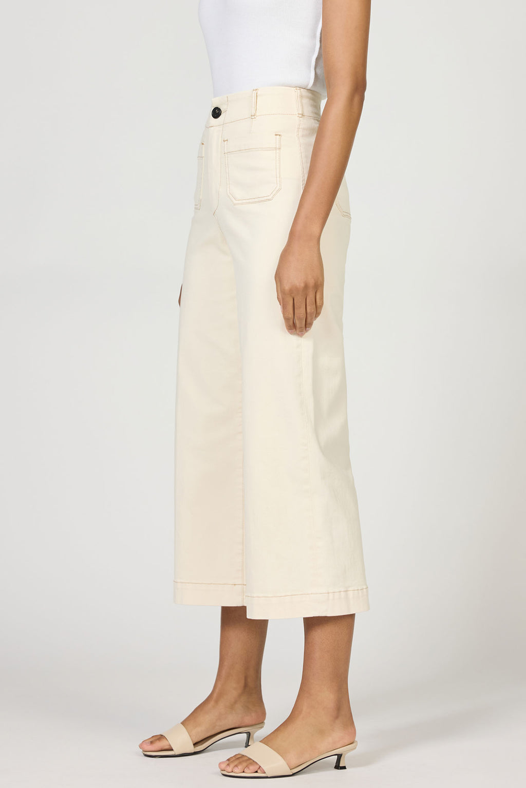 Audrey High Rise Cropped Ivory Denim